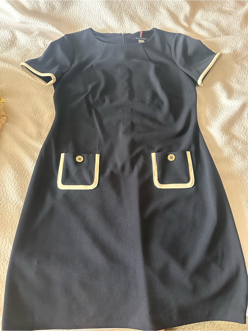 Tommy Hilfiger Navy Mini Dress with Cream Trim